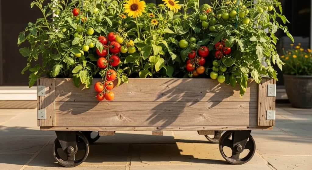 Rolling garden planter box patio