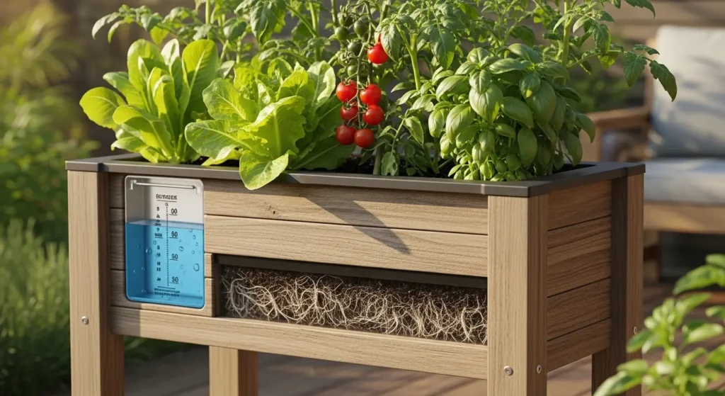 Self-watering planter box garden