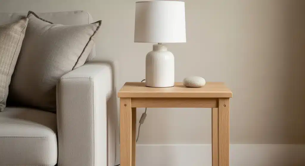 Side table beside sofa