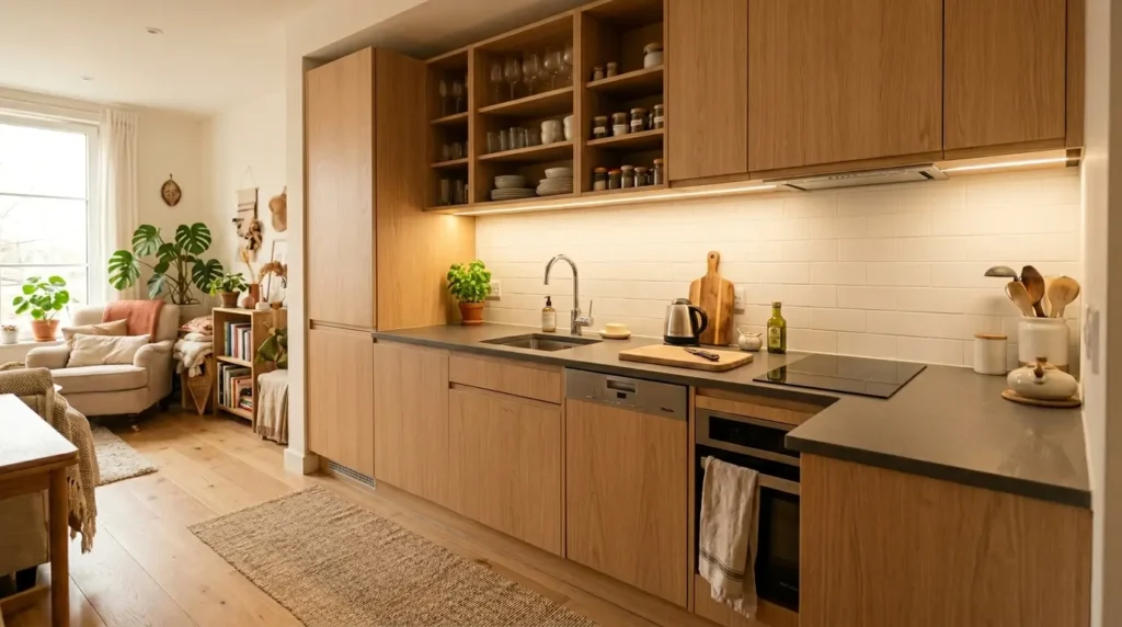 Single wall apartment kitchen