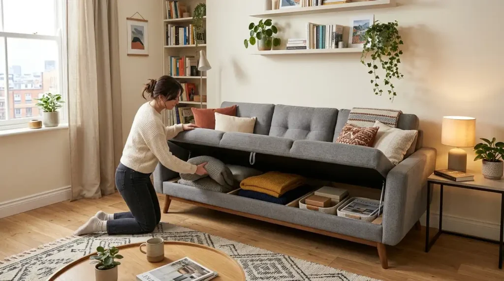 Small apartment storage sofa