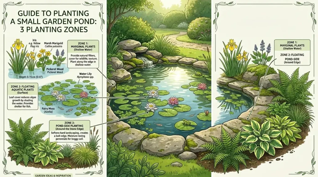 Small garden pond planting
