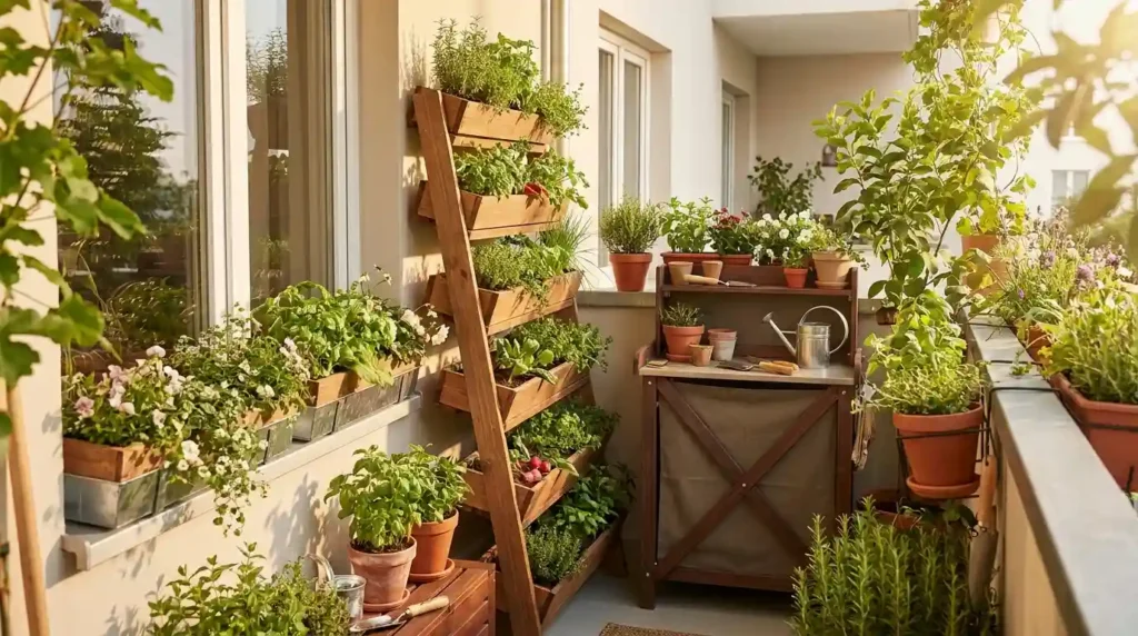 Small space gardening gear setup