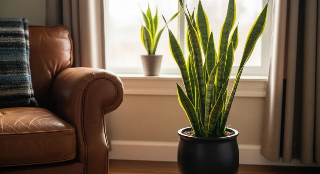 Snake plant in ceramic pot