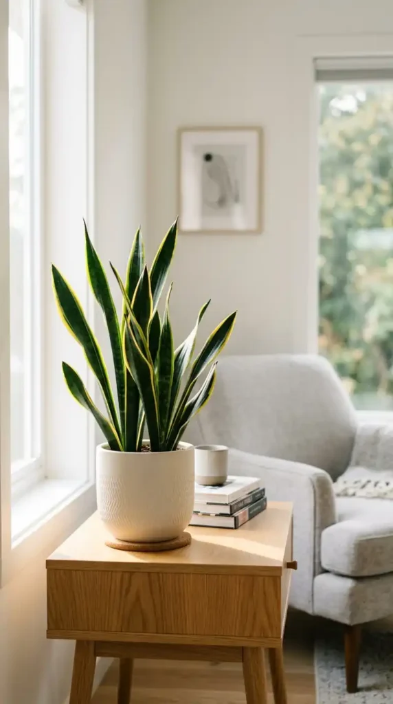 Snake plant in ceramic pot