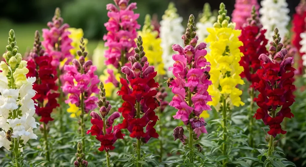 Snapdragons in garden border