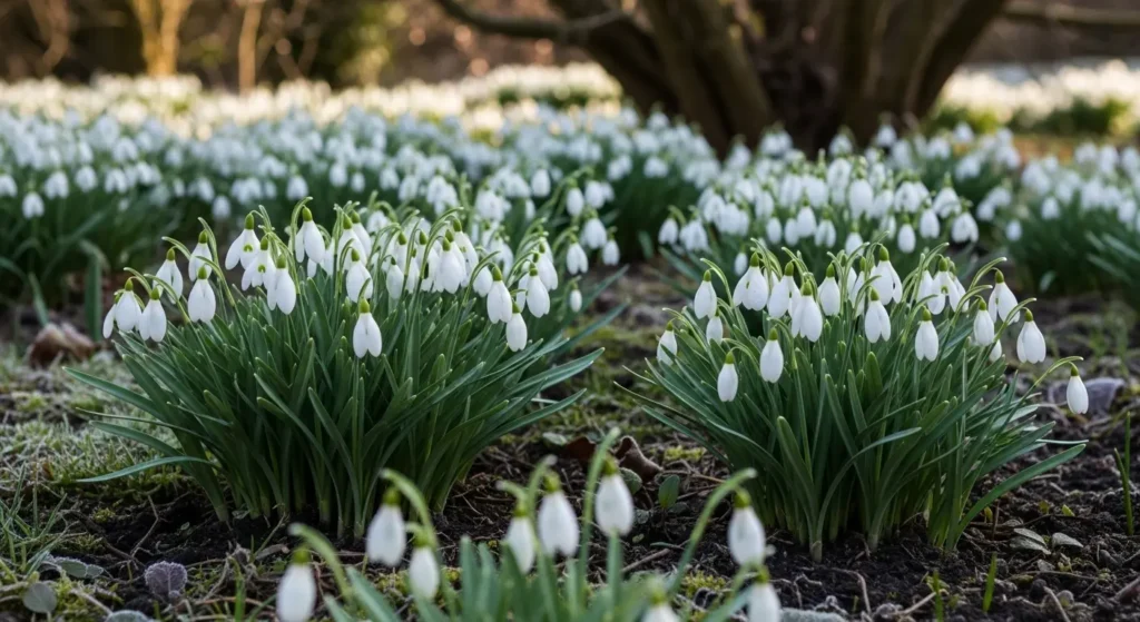 Snowdrop spring bulbs in bloom