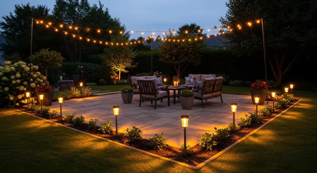 Solar pathway lights back patio