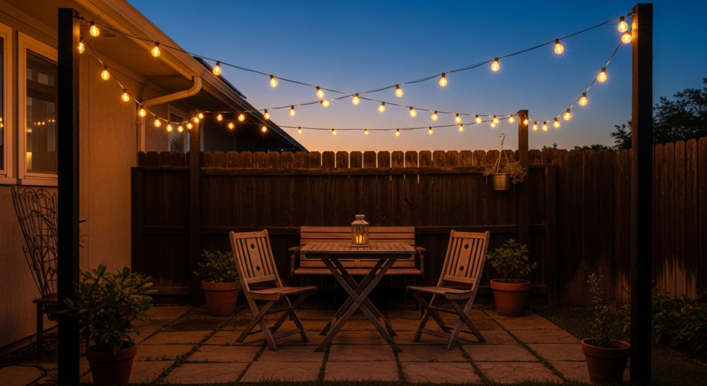 Solar string lights transform patio