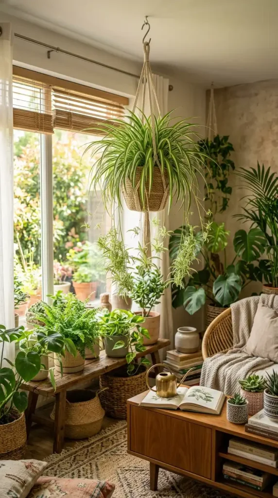 Spider plant in hanging basket
