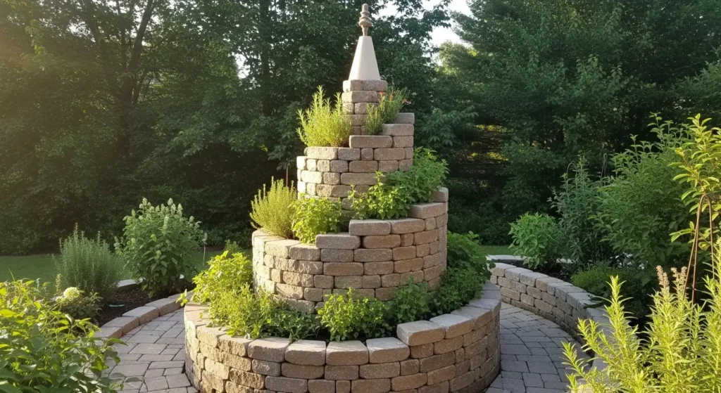 Spiral herb garden design feature