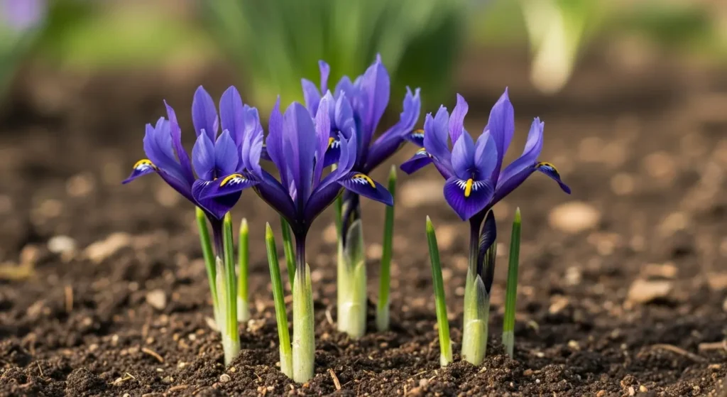 Spring iris bulbs in bloom