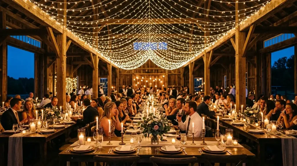 String lights canopy wedding