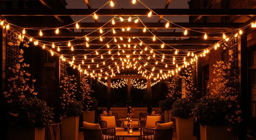 String lights on outdoor patio