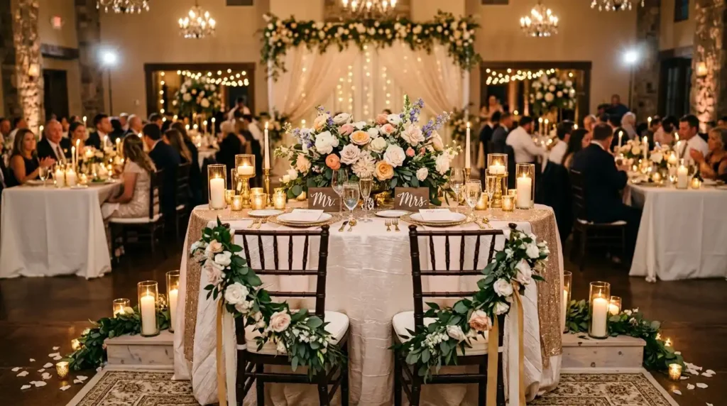 Sweetheart table wedding decor