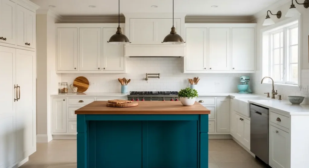 Teal island white perimeter