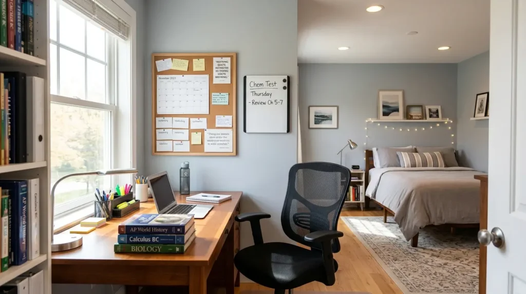 Teen bedroom study focused