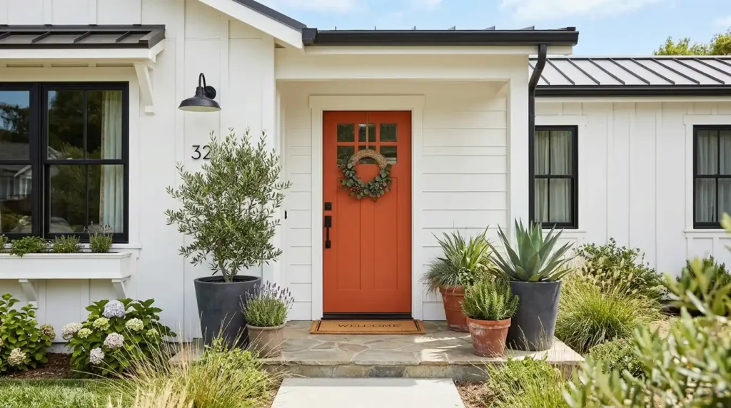 Terracotta orange front door