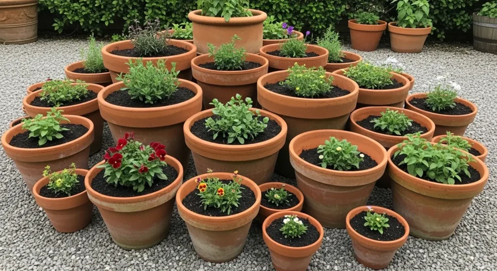 Terracotta pot cluster rustic