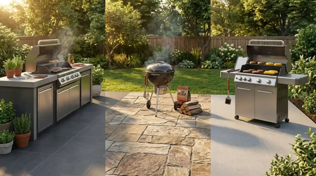 Three surface materials for BBQ