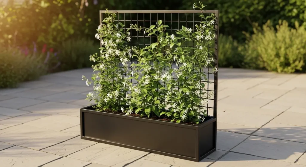 Trellis planter with climbing
