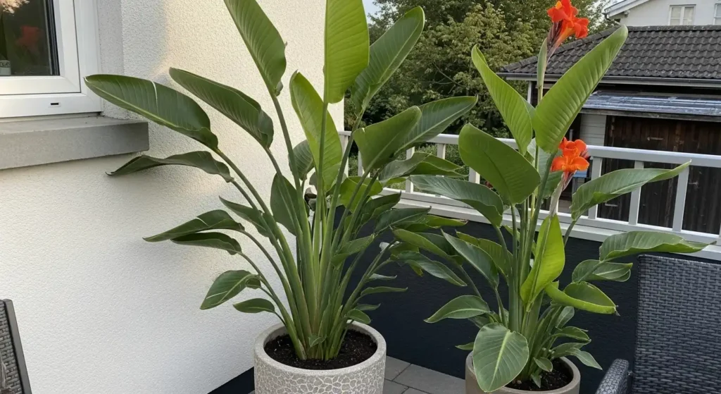 Tropical plants on outdoor patio