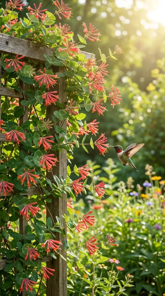 Trumpet honeysuckle flowers