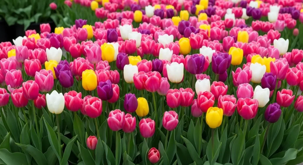 Tulips in spring garden