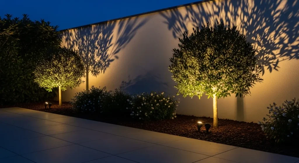 Uplighting effect at dusk