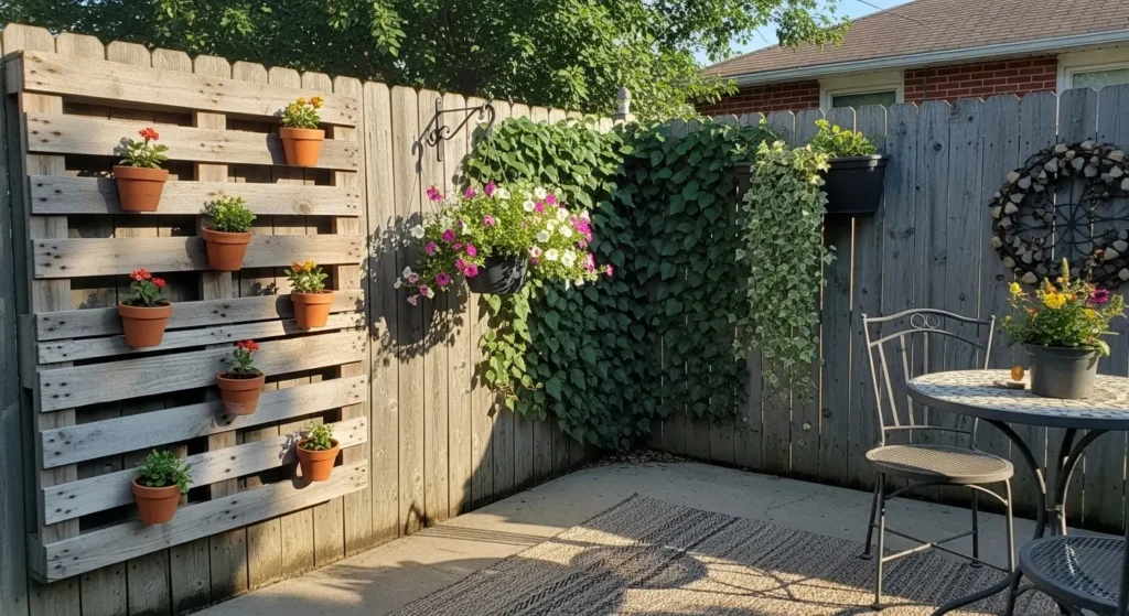 Vertical garden wall patio fence