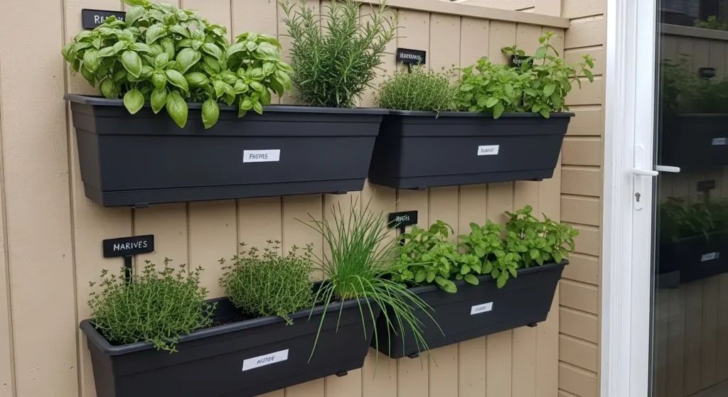 Vertical herb wall planter troughs