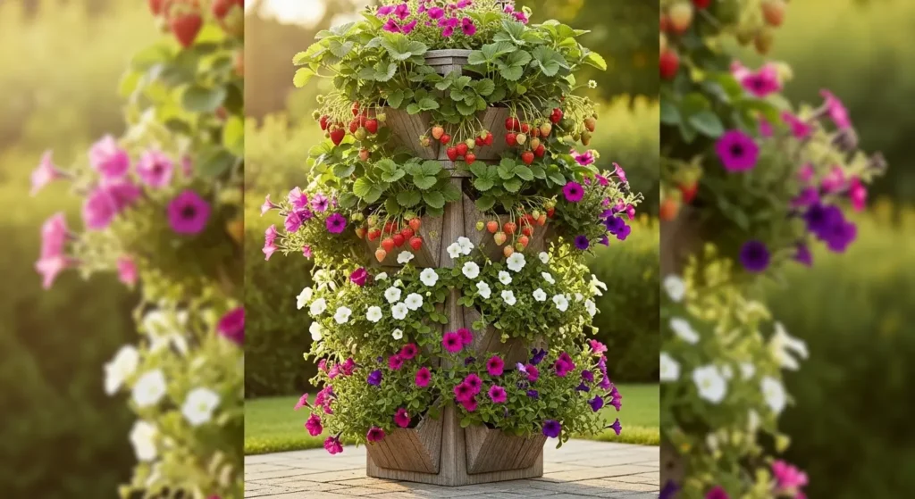 Vertical planter box column garden