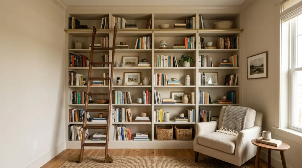 Vertical shelving makes room bigger