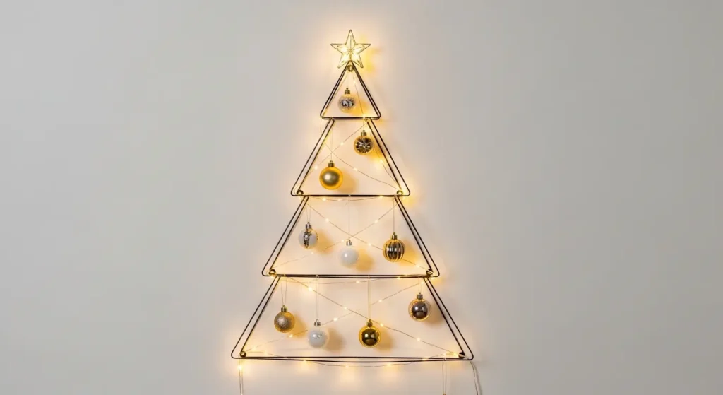 Wall mounted wire Christmas tree