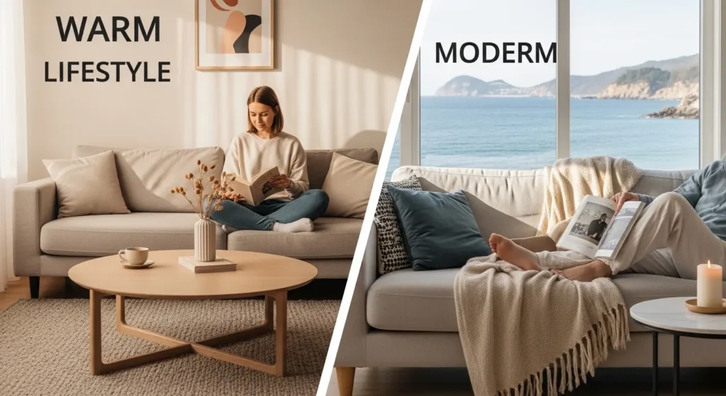Warm minimalism vs coastal