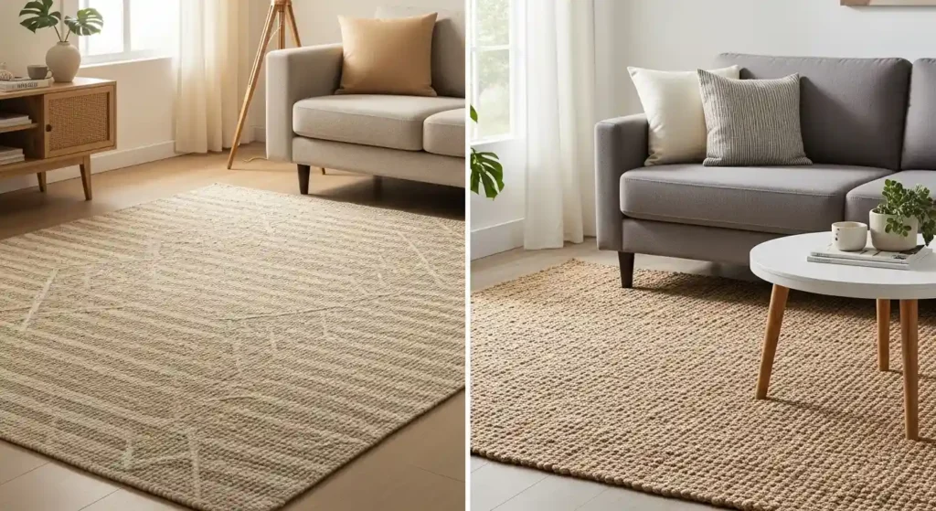 Warm minimalism vs coastal rug