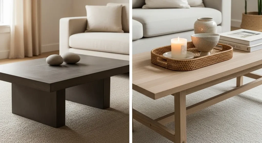 Warm minimalism vs modern
