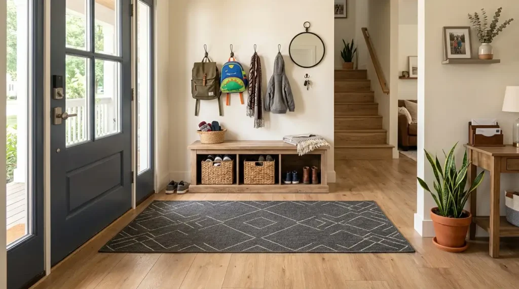 Washable rug in entryway