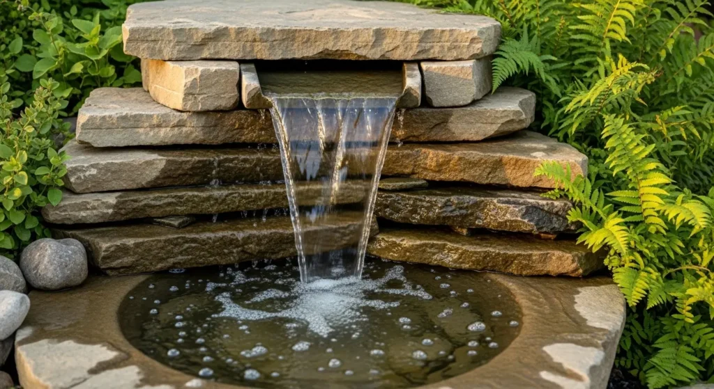 Waterfall bird bath landscaping
