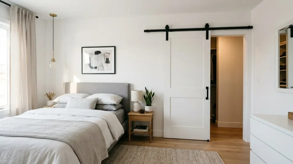 White barn door bedroom idea