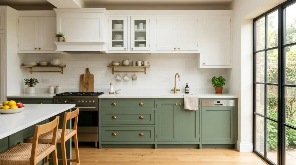 White kitchen cabinets two tone