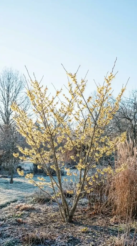 Witch hazel shrub in bloom