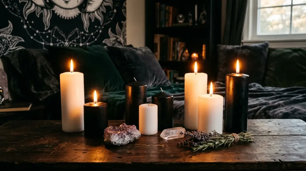 Witchy bedroom decor candle