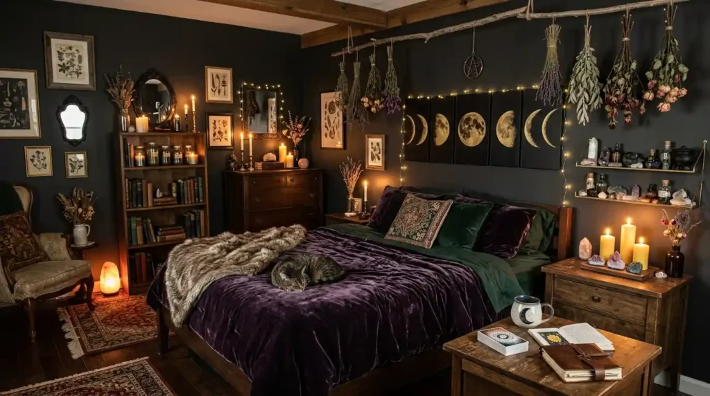 Witchy bedroom decor complete
