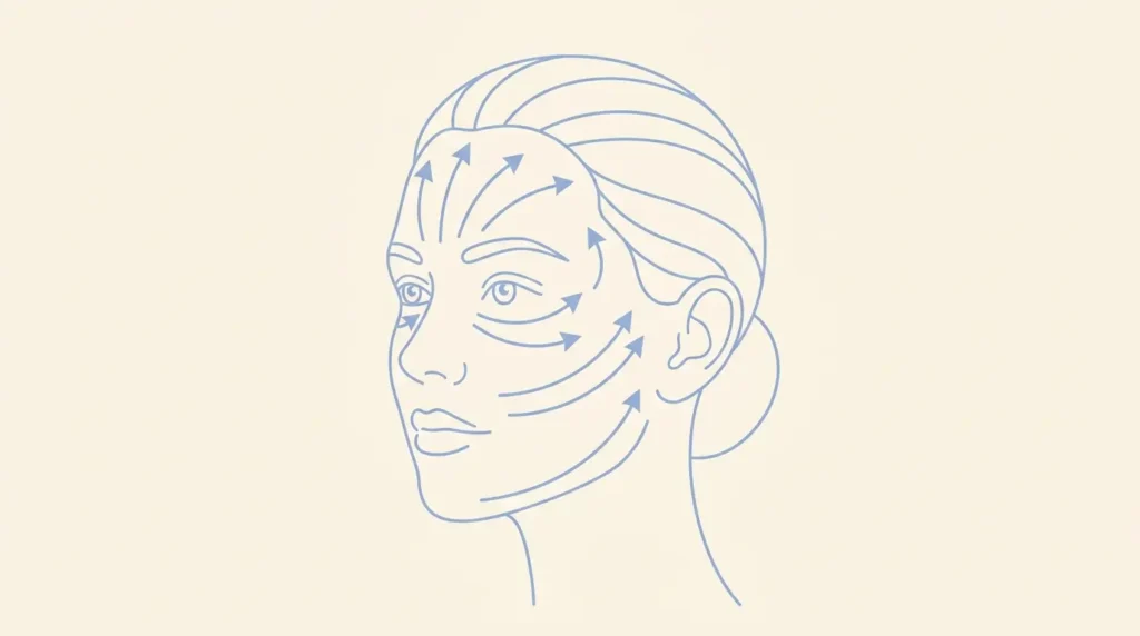 Woman face rolling motion diagram