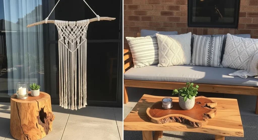 Wood accents boho patio idea