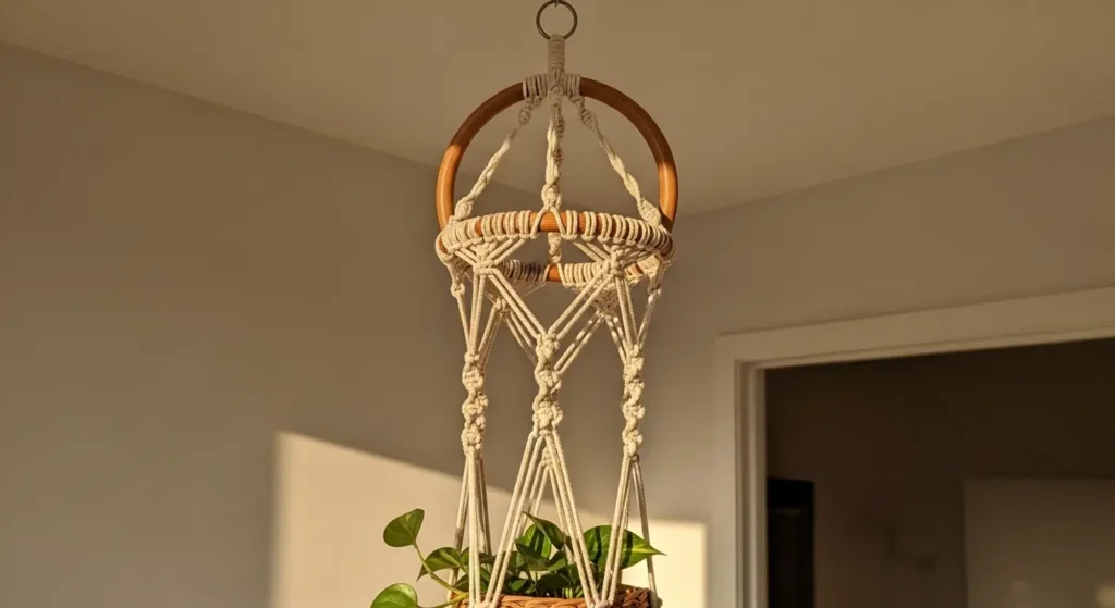 Wooden ring macrame plant hanger