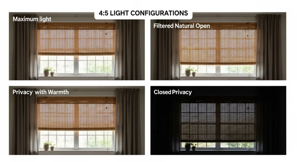 Woven wood shades linen drapes