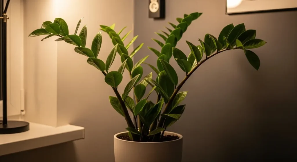ZZ plant in home office