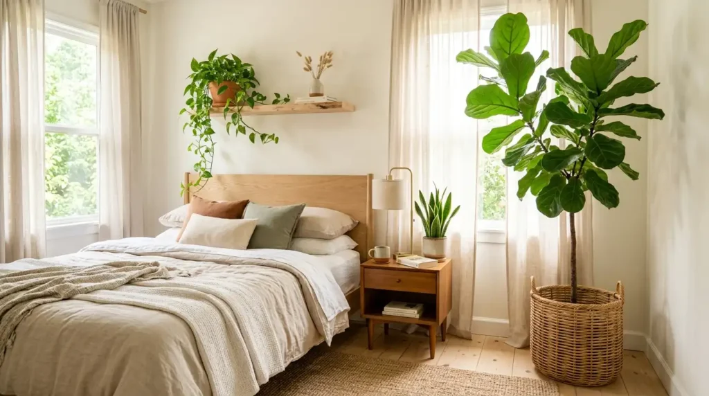 organic modern bedroom plants